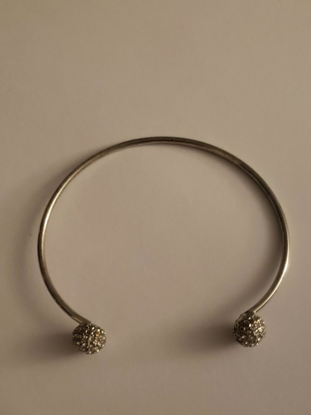 Vintage Women's Sparkly Silvertone Half-Cuff Bangle Bracelet